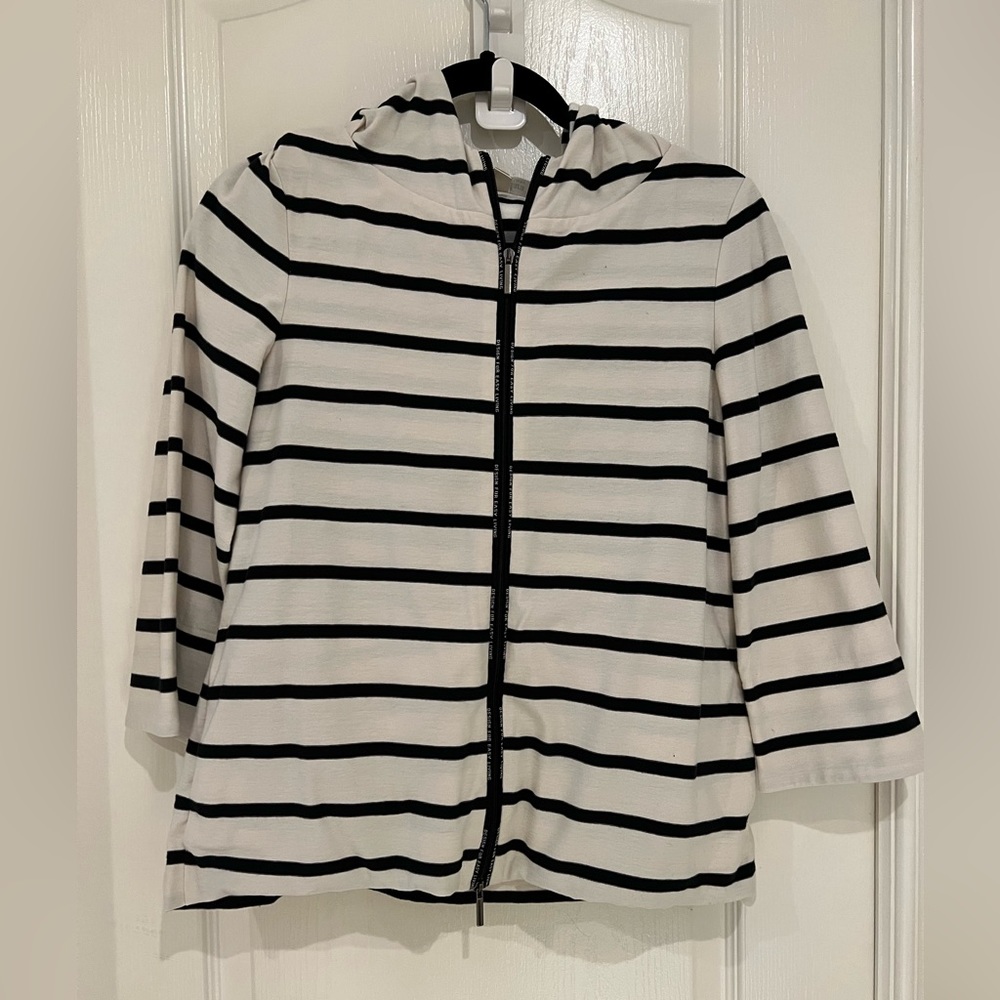 ‘S Max Mara White Striped Zip Up - Small